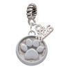 Silver Plated Paw - Round Seal - Silver Plated Twist Rope Bead Charm Dangle with Mini Year 2026: Year to Remember Jewelry Gift - Celebrations