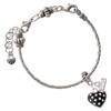 Silver Plated Black Resin Heart with Clear Crystals in Frame - Silver Plated Twist Rope Bead Charm Dangle with Mini Year 2026 on a large hole bead bracelet Jewelry Ideas and Examples