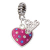 Silver Plated Hot Pink Resin Heart in Frame - Silver Plated Twist Rope Bead Charm Dangle with Mini Year 2026: Year to Remember Jewelry Gift - Celebrations
