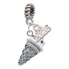 Silver Plated 3-D Resin Vanilla Ice Cream Cone with Crystals - Silver Plated Twist Rope Bead Charm Dangle with Mini Year 2026: Year to Remember Jewelry Gift - Celebrations