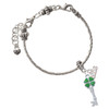 Silver Plated Translucent Green Lucky Four Leaf Clover Key - Silver Plated Twist Rope Bead Charm Dangle with Mini Year 2026 on a large hole bead bracelet Jewelry Ideas and Examples