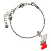 Silver Plated 3-D Red Christmas Stocking - Silver Plated Twist Rope Bead Charm Dangle with Mini Year 2026 on a large hole bead bracelet Jewelry Ideas and Examples