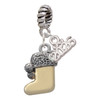 Two-tone 3-D Stocking with Clear Crystal - Silver Plated Twist Rope Bead Charm Dangle with Mini Year 2026: Year to Remember Jewelry Gift - Celebrations