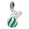 Silver Plated 3-D Green Striped Ornament - Silver Plated Twist Rope Bead Charm Dangle with Mini Year 2026: Year to Remember Jewelry Gift - Celebrations