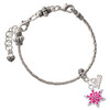 Hot Pink Snowflake with Hot Pink Crystal - Silver Plated Twist Rope Bead Charm Dangle with Mini Year 2026 on a large hole bead bracelet Jewelry Ideas and Examples