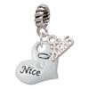 Silver Plated Naughty or Nice Heart with Crystals - Silver Plated Twist Rope Bead Charm Dangle with Mini Year 2026: Year to Remember Jewelry Gift - Celebrations