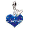Silver Plated Large Blue Flying Santa Heart with AB Crystals - Silver Plated Twist Rope Bead Charm Dangle with Mini Year 2026: Year to Remember Jewelry Gift - Celebrations