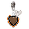 Silver Plated Brown & Black Heart with Orange Ruffles - Silver Plated Twist Rope Bead Charm Dangle with Mini Year 2026: Year to Remember Jewelry Gift - Celebrations