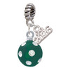Silver Plated 3-D Frosted Green Resin Ornament with Crystals - Silver Plated Twist Rope Bead Charm Dangle with Mini Year 2026: Year to Remember Jewelry Gift - Celebrations