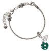 Silver Plated 3-D Frosted Green Resin Ornament with Crystals - Silver Plated Twist Rope Bead Charm Dangle with Mini Year 2026 on a large hole bead bracelet Jewelry Ideas and Examples