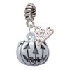 Silver Plated 3-D Large Jack O' Lantern with Leaves - Silver Plated Twist Rope Bead Charm Dangle with Mini Year 2026: Year to Remember Jewelry Gift - Celebrations