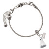 Silver Plated 3-D White Ghost with Black Crystals - Silver Plated Twist Rope Bead Charm Dangle with Mini Year 2026 on a large hole bead bracelet Jewelry Ideas and Examples