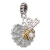 Two-tone Spider Web Heart with Crystal Spider - Silver Plated Twist Rope Bead Charm Dangle with Mini Year 2026: Year to Remember Jewelry Gift - Celebrations