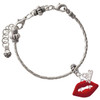 Silver Plated Red Enamel Vampire Lips - Silver Plated Twist Rope Bead Charm Dangle with Mini Year 2026 on a large hole bead bracelet Jewelry Ideas and Examples