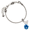 Silver Plated 3-D Frosted Blue Resin Ornament with Crystals - Silver Plated Twist Rope Bead Charm Dangle with Mini Year 2026 on a large hole bead bracelet Jewelry Ideas and Examples
