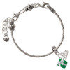 Silver Plated Small 3-D Green Present with Bow - Silver Plated Twist Rope Bead Charm Dangle with Mini Year 2026 on a large hole bead bracelet Jewelry Ideas and Examples