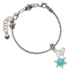 Silver Plated Teal Snowflake with Clear Crystal - Silver Plated Twist Rope Bead Charm Dangle with Mini Year 2026 on a large hole bead bracelet Jewelry Ideas and Examples