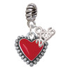 Silver Plated Red Heart with Beaded Border - Silver Plated Twist Rope Bead Charm Dangle with Mini Year 2026: Year to Remember Jewelry Gift - Celebrations