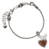 Silver Plated Translucent Brown Heart with Beaded Border - Silver Plated Twist Rope Bead Charm Dangle with Mini Year 2026 on a large hole bead bracelet Jewelry Ideas and Examples
