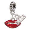 Silver Plated Small Translucent Red Lips - Silver Plated Twist Rope Bead Charm Dangle with Mini Year 2026: Year to Remember Jewelry Gift - Celebrations