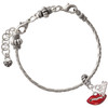 Silver Plated Small Translucent Red Lips - Silver Plated Twist Rope Bead Charm Dangle with Mini Year 2026 on a large hole bead bracelet Jewelry Ideas and Examples
