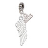 Silver Plated Large White Enamel Angel Wing - Silver Plated Twist Rope Bead Charm Dangle with Mini Year 2026: Year to Remember Jewelry Gift - Celebrations