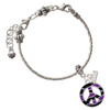 Silver Plated Large Purple Tiger Print Peace Sign - Silver Plated Twist Rope Bead Charm Dangle with Mini Year 2026 on a large hole bead bracelet Jewelry Ideas and Examples