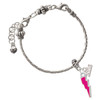 Silver Plated Hot Pink Lightning Bolt - Silver Plated Twist Rope Bead Charm Dangle with Mini Year 2026 on a large hole bead bracelet Jewelry Ideas and Examples