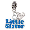 Royal Blue ''Little Sister'' with Heart - Silver Plated Twist Rope Bead Charm Dangle with Mini Year 2026: Year to Remember Jewelry Gift - Celebrations