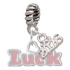 Pink ''Luck'' with Heart - Silver Plated Twist Rope Bead Charm Dangle with Mini Year 2026: Year to Remember Jewelry Gift - Celebrations