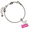 Hot Pink ''Little Sister'' with Heart - Silver Plated Twist Rope Bead Charm Dangle with Mini Year 2026 on a large hole bead bracelet Jewelry Ideas and Examples