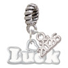 White ''Luck'' with Heart - Silver Plated Twist Rope Bead Charm Dangle with Mini Year 2026: Year to Remember Jewelry Gift - Celebrations