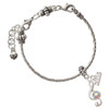 Silver Plated Medium Clef with AB Crystal - Silver Plated Twist Rope Bead Charm Dangle with Mini Year 2026 on a large hole bead bracelet Jewelry Ideas and Examples