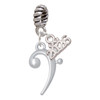 Silver Plated Bass Clef - Silver Plated Twist Rope Bead Charm Dangle with Mini Year 2026: Year to Remember Jewelry Gift - Celebrations