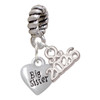Silver Plated Mini 3-D ''Big Sister'' Heart - Silver Plated Twist Rope Bead Charm Dangle with Mini Year 2026: Year to Remember Jewelry Gift - Celebrations