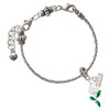 Silver Plated White Rose Flower - Silver Plated Twist Rope Bead Charm Dangle with Mini Year 2026 on a large hole bead bracelet Jewelry Ideas and Examples