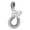 Gold-tone Beaded Clear Crystal Horseshoe with Good Luck - Silver Plated Twist Rope Bead Charm Dangle with Mini Year 2026: Year to Remember Jewelry Gift - Celebrations