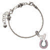 Silver Plated Beaded Pink Crystal Horseshoe with Good Luck - Silver Plated Twist Rope Bead Charm Dangle with Mini Year 2026 on a large hole bead bracelet Jewelry Ideas and Examples