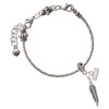 Silver Plated 3-D Feather - Silver Plated Twist Rope Bead Charm Dangle with Mini Year 2026 on a large hole bead bracelet Jewelry Ideas and Examples
