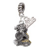 Two-tone Dragon with Crystals - Silver Plated Twist Rope Bead Charm Dangle with Mini Year 2026: Year to Remember Jewelry Gift - Celebrations