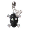 Silver Plated Large Black Resin Skull with AB Crystals - Silver Plated Twist Rope Bead Charm Dangle with Mini Year 2026: Year to Remember Jewelry Gift - Celebrations
