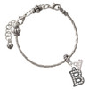 Black Nickeltone Crystal Initial - B - Beaded Border - Silver Plated Twist Rope Bead Charm Dangle with Mini Year 2026 on a large hole bead bracelet Jewelry Ideas and Examples