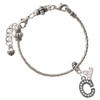 Black Nickeltone Crystal Initial - C - Beaded Border - Silver Plated Twist Rope Bead Charm Dangle with Mini Year 2026 on a large hole bead bracelet Jewelry Ideas and Examples
