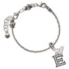 Black Nickeltone Crystal Initial - E - Beaded Border - Silver Plated Twist Rope Bead Charm Dangle with Mini Year 2026 on a large hole bead bracelet Jewelry Ideas and Examples