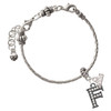 Black Nickeltone Crystal Initial - F - Beaded Border - Silver Plated Twist Rope Bead Charm Dangle with Mini Year 2026 on a large hole bead bracelet Jewelry Ideas and Examples