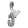 Black Nickeltone Crystal Initial - J - Beaded Border - Silver Plated Twist Rope Bead Charm Dangle with Mini Year 2026: Year to Remember Jewelry Gift - Celebrations