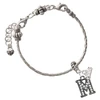 Black Nickeltone Crystal Initial - M - Beaded Border - Silver Plated Twist Rope Bead Charm Dangle with Mini Year 2026 on a large hole bead bracelet Jewelry Ideas and Examples