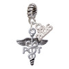 Silver Plated Therapist Caduceus - PT - Silver Plated Twist Rope Bead Charm Dangle with Mini Year 2026: Year to Remember Jewelry Gift - Celebrations