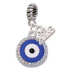 Silver Plated Large Blue Evil Eye with AB Crystal Border - Silver Plated Twist Rope Bead Charm Dangle with Mini Year 2026: Year to Remember Jewelry Gift - Celebrations