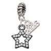 Black Nickeltone Clear Crystal Lucky Star - Silver Plated Twist Rope Bead Charm Dangle with Mini Year 2026: Year to Remember Jewelry Gift - Celebrations